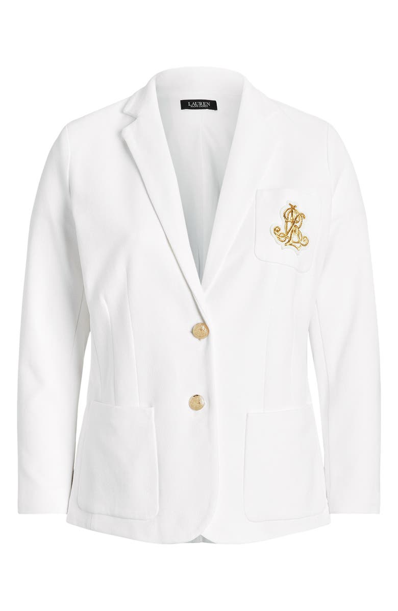Lauren Ralph Lauren Bullion Logo Patch Blazer, Alternate, color, White