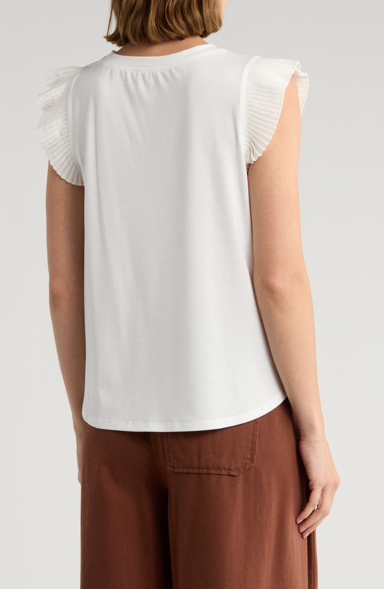 Democracy Mix Media Plissé Sleeve T-shirt, Alternate, color, Off White