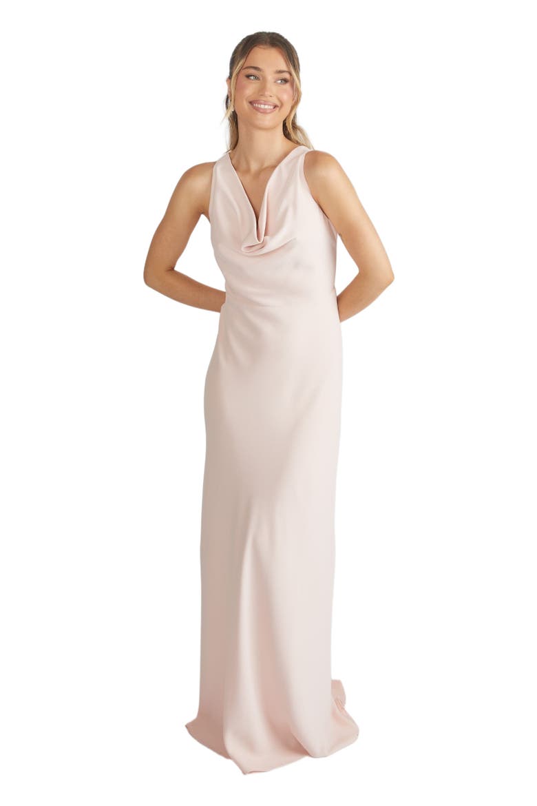 Cowl Front Crepe Bridesmaid Dress, Main, color, Blush