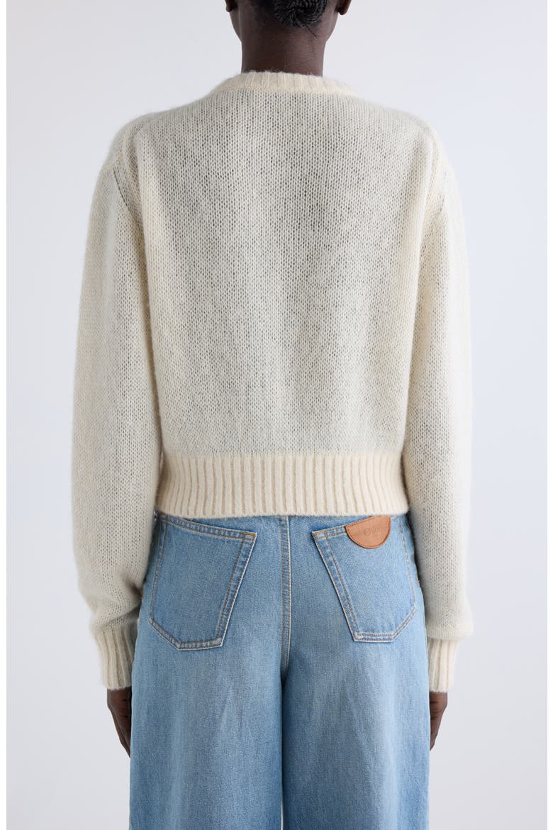 Raised Logo Alpaca & Silk Sweater, Alternate, color, ICONIC MILK