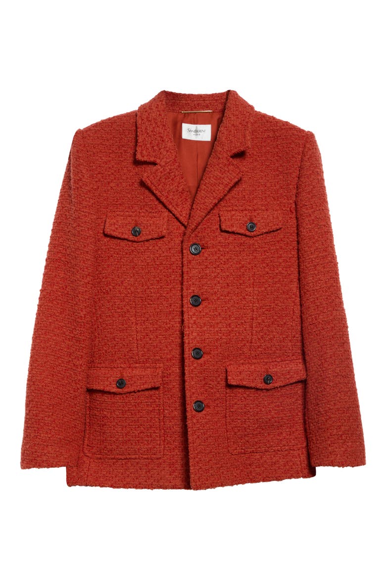 Tweed Wool & Silk Blend Jacket, Main, color, ORANGE