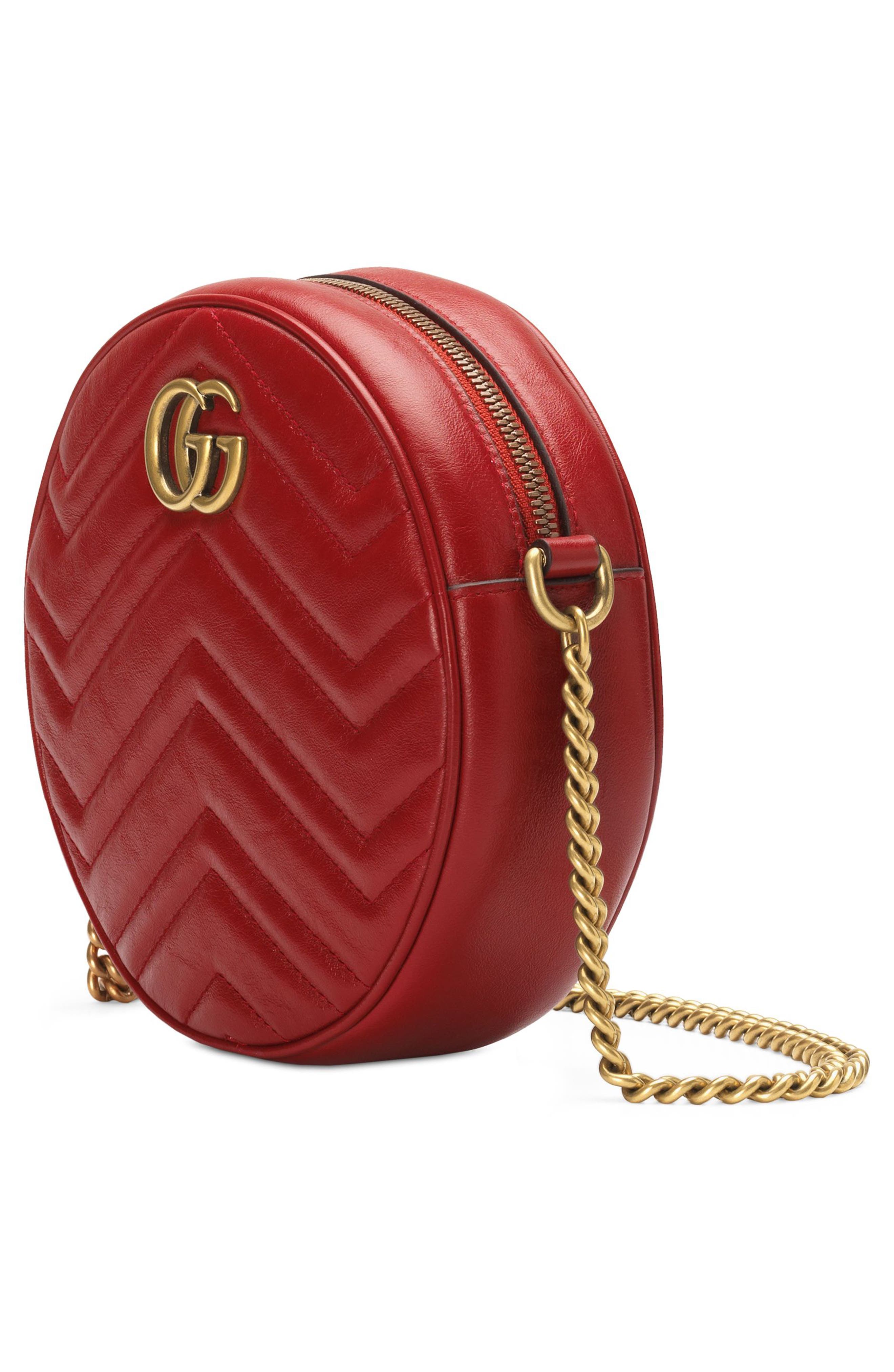 Gucci Mini GG Matelassé Round Leather Shoulder Bag, Alternate, color, 