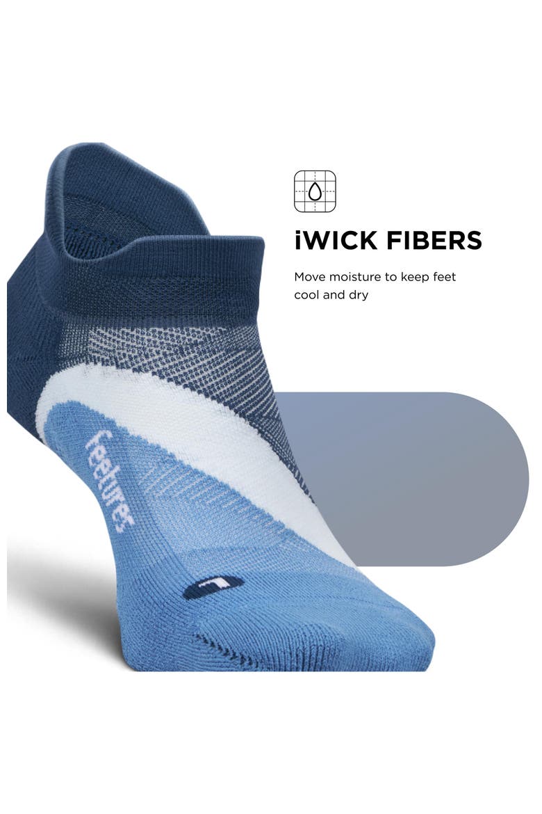 Elite Light Cushion No Show Tab Athletic Ankle Socks  Sport Sock with Targeted Compression, Alternate, color, Blue Wave