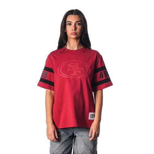 The Wild Collective Scarlet San Francisco 49ers Drop Shoulder T-shirt In Red