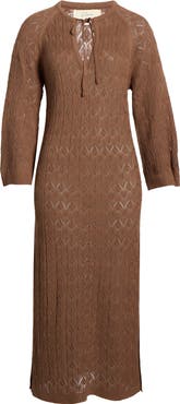 Elan Pointelle Cover-Up Midi Sweater Dress