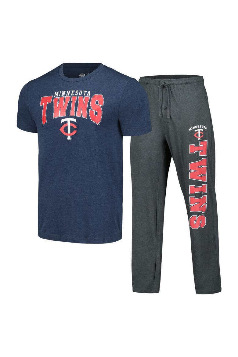 Men's Concepts Sport Charcoal/Navy Minnesota Twins Meter T-Shirt & Pants Sleep Set, Main, color, Charcoal