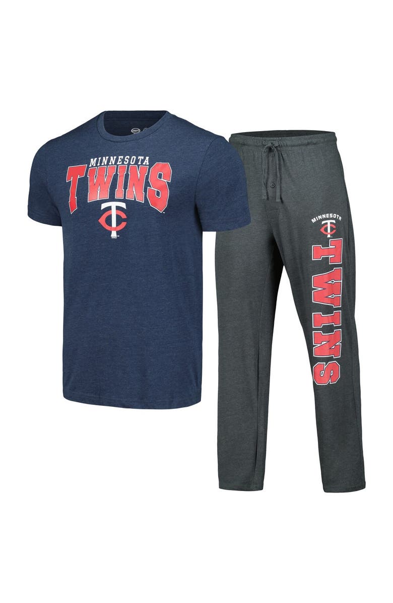 CONCEPTS SPORT Men's Concepts Sport Charcoal/Navy Minnesota Twins Meter T-Shirt & Pants Sleep Set, Main, color, Charcoal