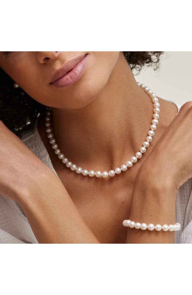 The Pearl Source Freshwater Pearl Necklace 7-7.5mm, Alternate, color, Sterling S (W) - Finesse Clasp