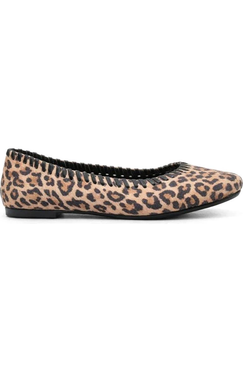 Jelavu Ella Whipstitch Suede Ballet Flat, Alternate, color, Leopard