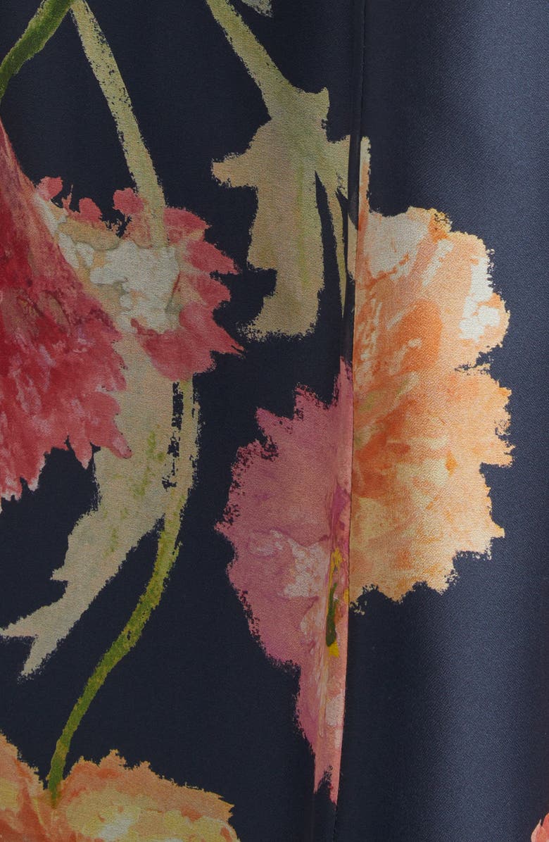 Carolina Herrera Poppy Print Strapless Silk Gown, Alternate, color, 