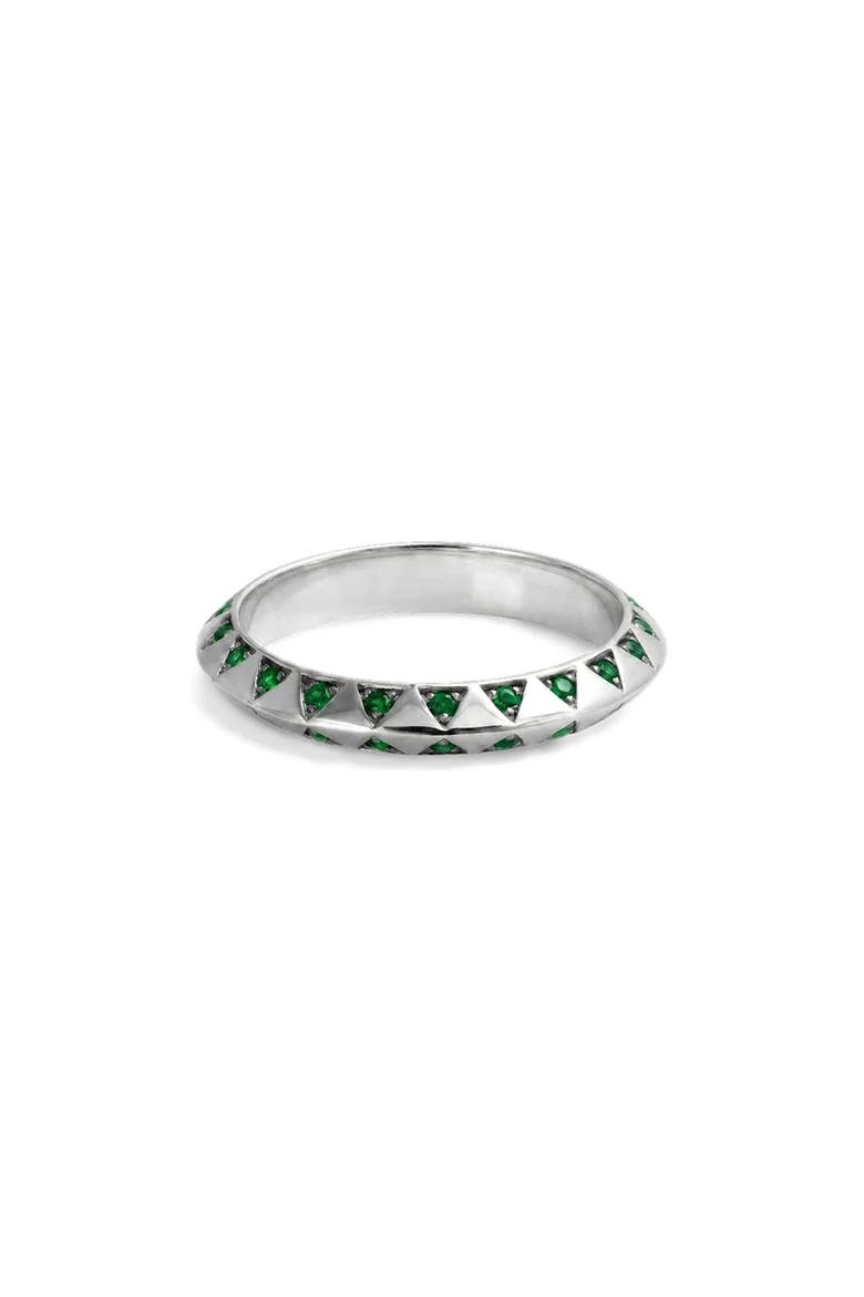 Aura Lab Grown Blue Sapphire Ring, Main, color, METALLIC SILVER/GREEN
