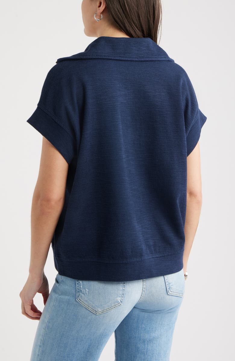Caslon<sup>®</sup> Short Sleeve Quarter Zip Sweatshirt, Alternate, color, Navy Still
