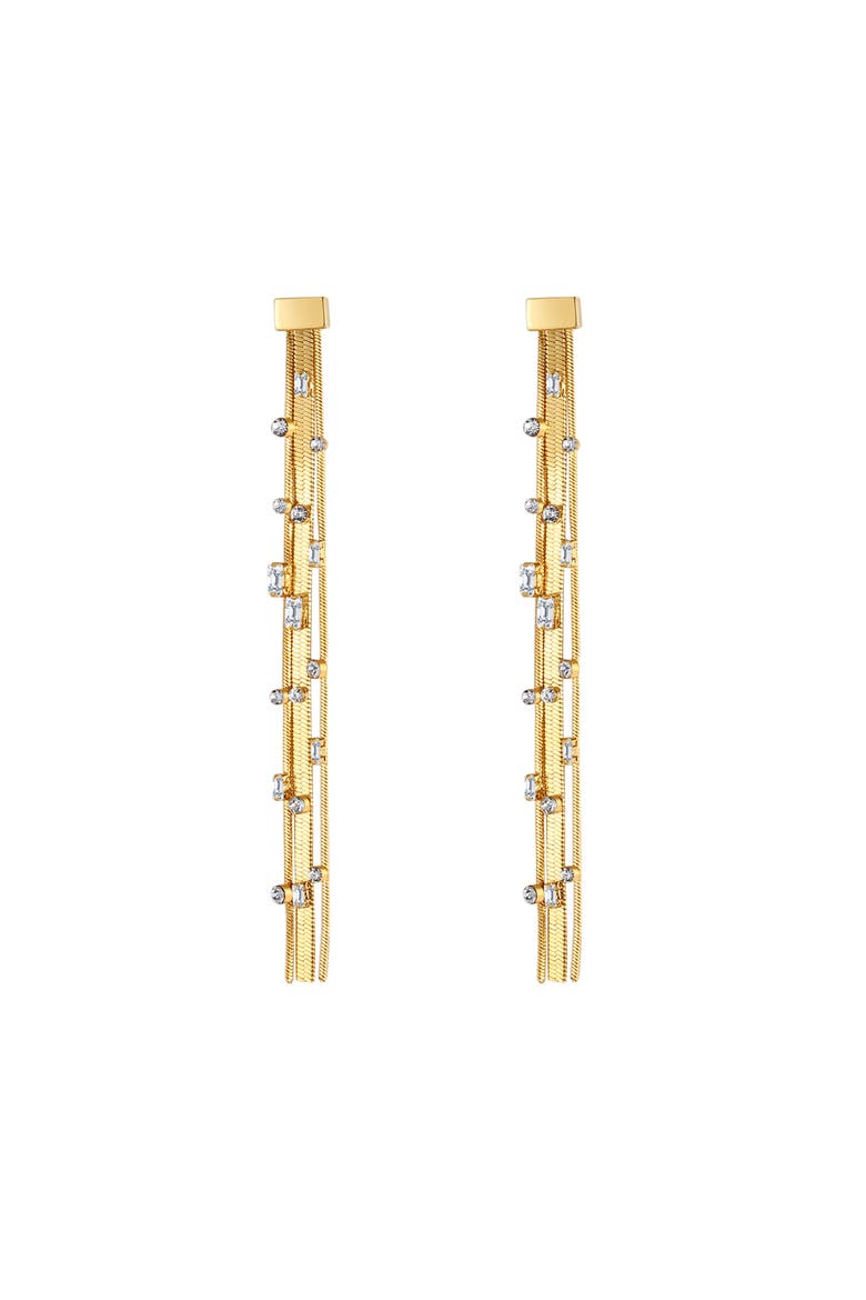 Tassel Zirconia Earrings, Main, color, Gold