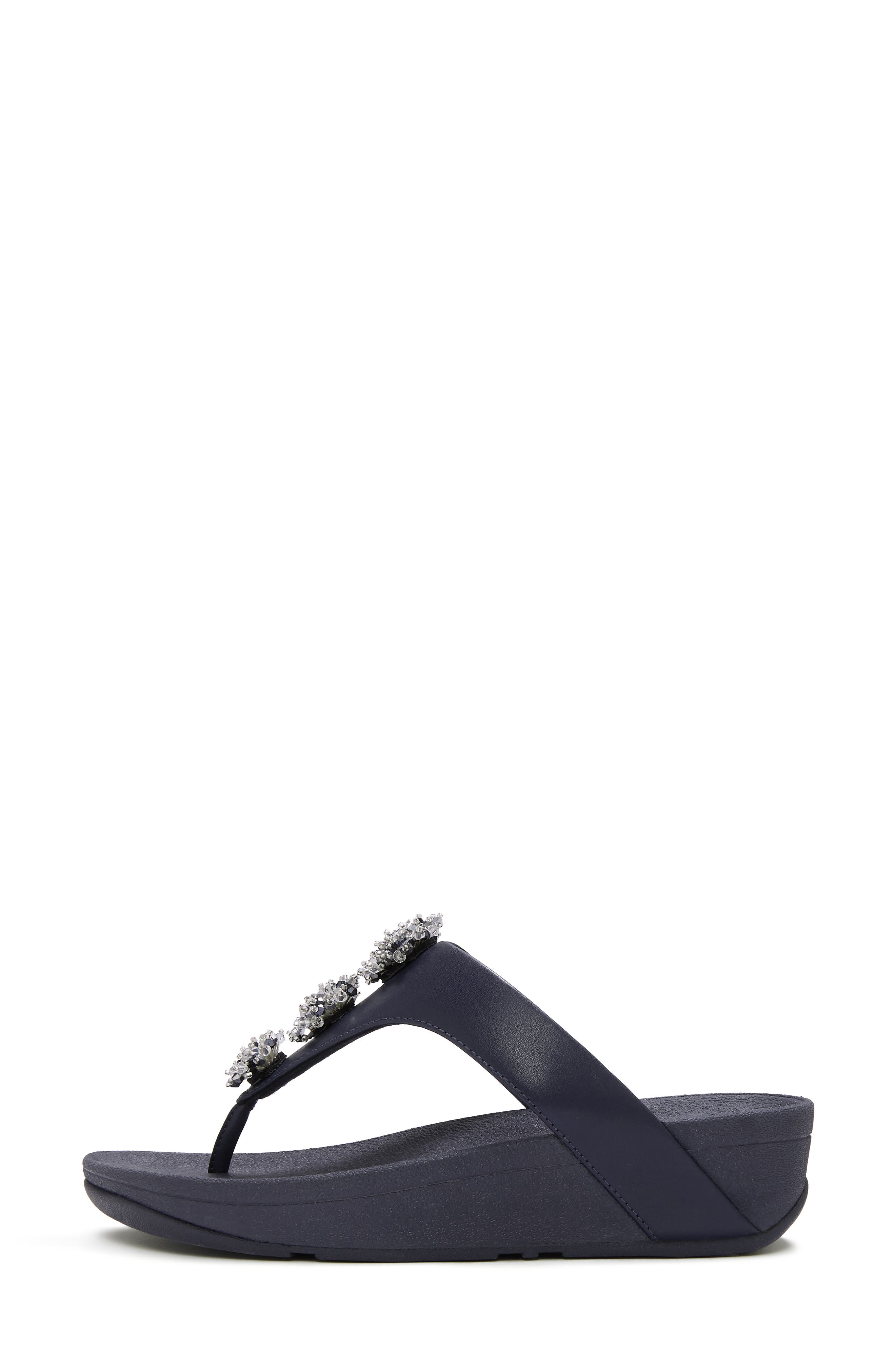 Flowrise Embellished Wedge Flip Flop, Alternate, color, MIDNIGHT NAVY