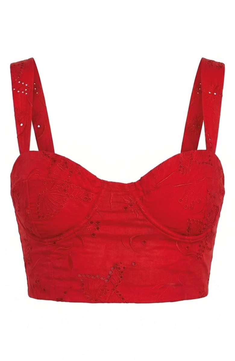 The Lulo Project Seamed Broderie Anglaise Bustier Top, Alternate, color, Koel Eyelet Bird Red