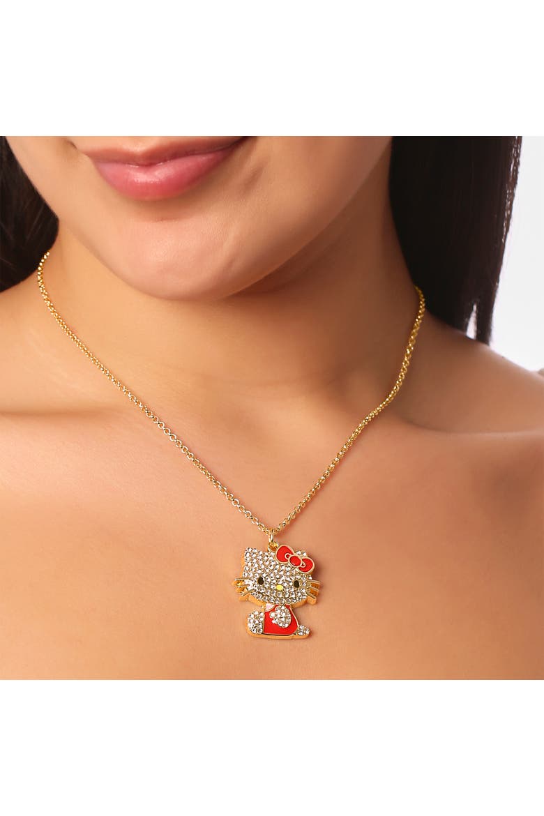 Crystal Pendant Necklace, Alternate, color, Red