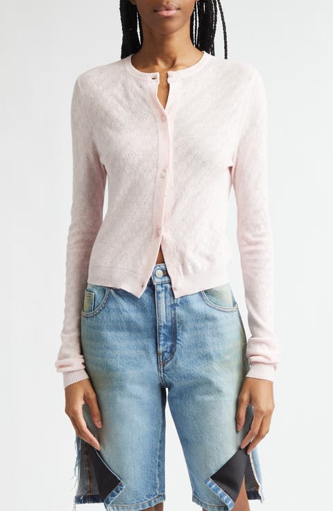 Girly Crystal Rib Cotton Cardigan