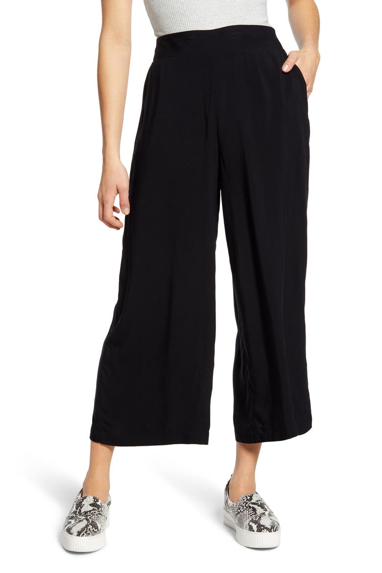 Gibson x International Women's Day The Mom In Style Wide Leg Crop Pants, Main, color, BLACK