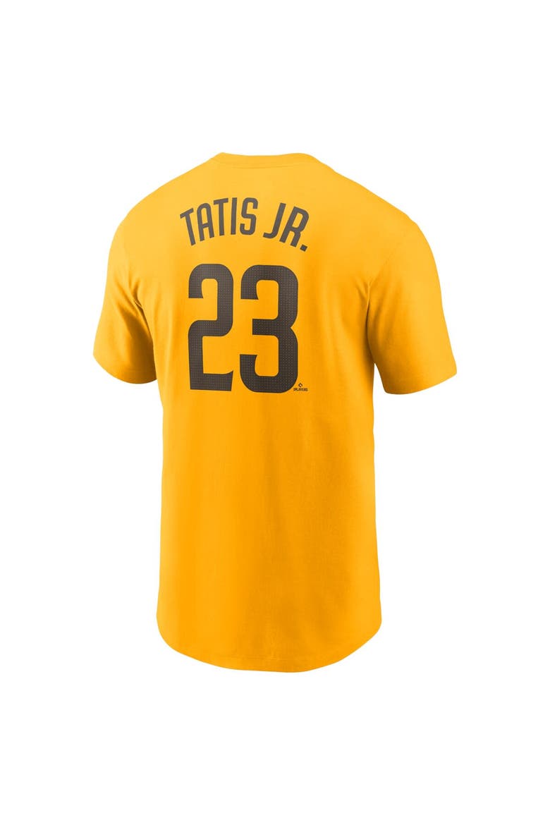Men's Nike Fernando Tatis Jr. Gold San Diego Padres Fuse Name & Number T-Shirt, Alternate, color, Gold