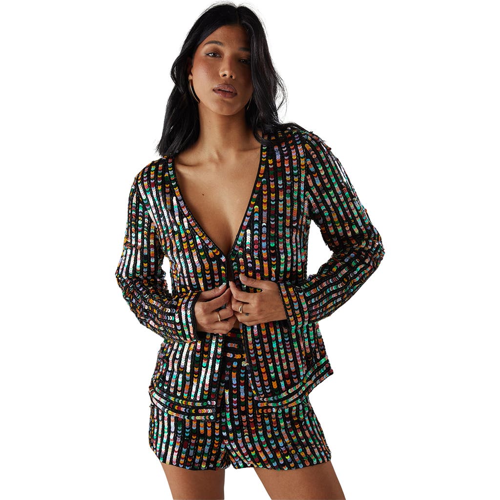 Warehouse Premium Hand Embellished Sequin Jacket In Animal Print