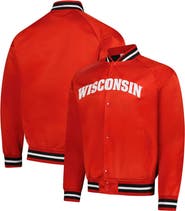Mitchell & Ness Men's Mitchell & Ness Red Wisconsin Badgers Lightweight Satin Raglan Full-Snap Jacket