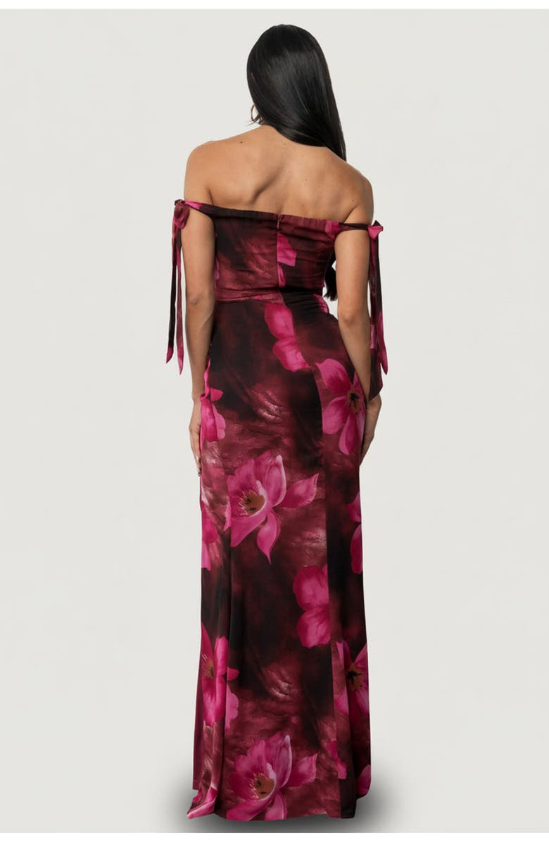 Baltic Børn Allegra Off Shoulder Maxi Dress, Alternate, color, Berry Rouge Floral