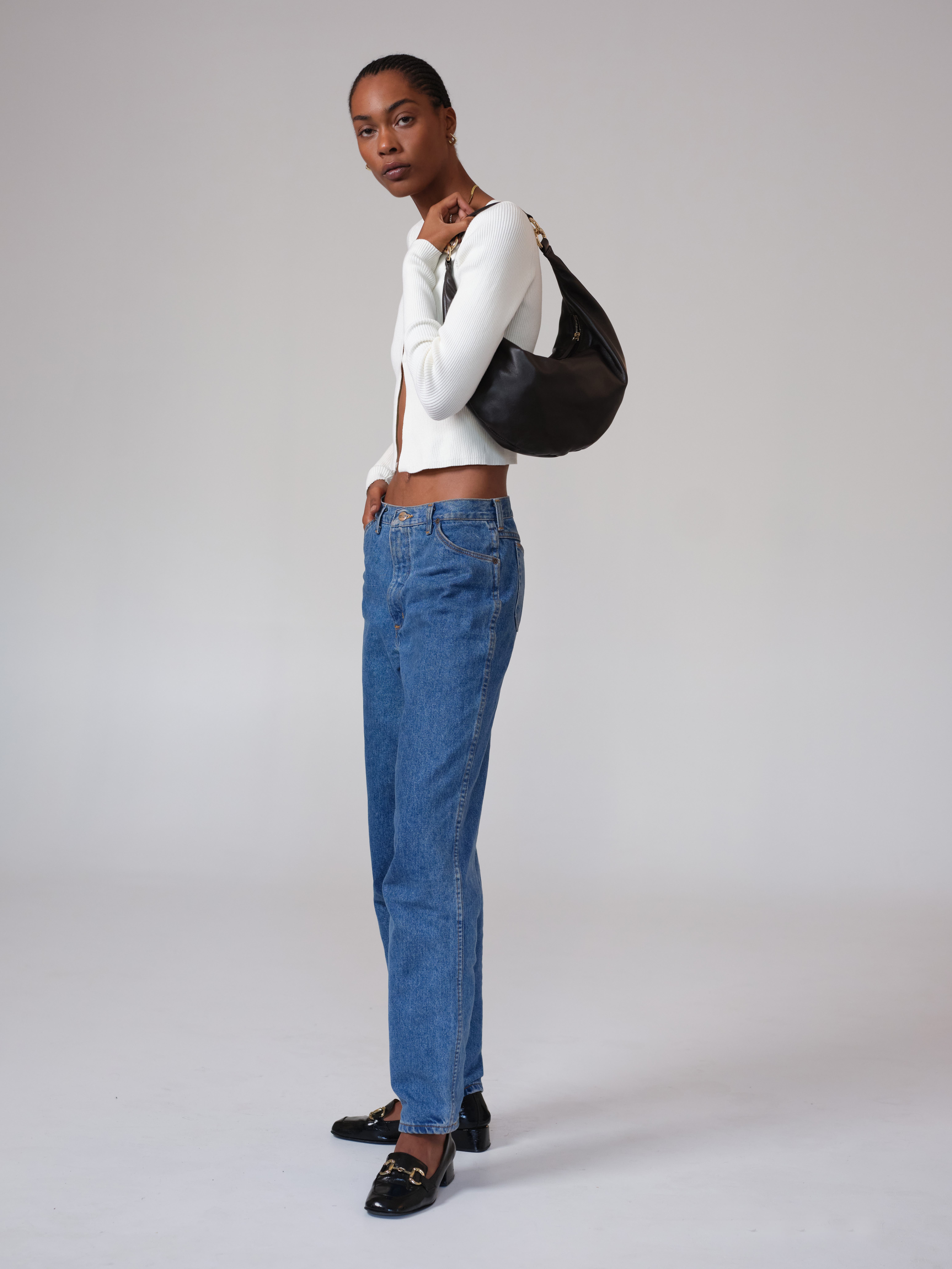 HYER GOODS Leather Convertible Hobo Crescent Ring Bag, Alternate, color, Chocolate