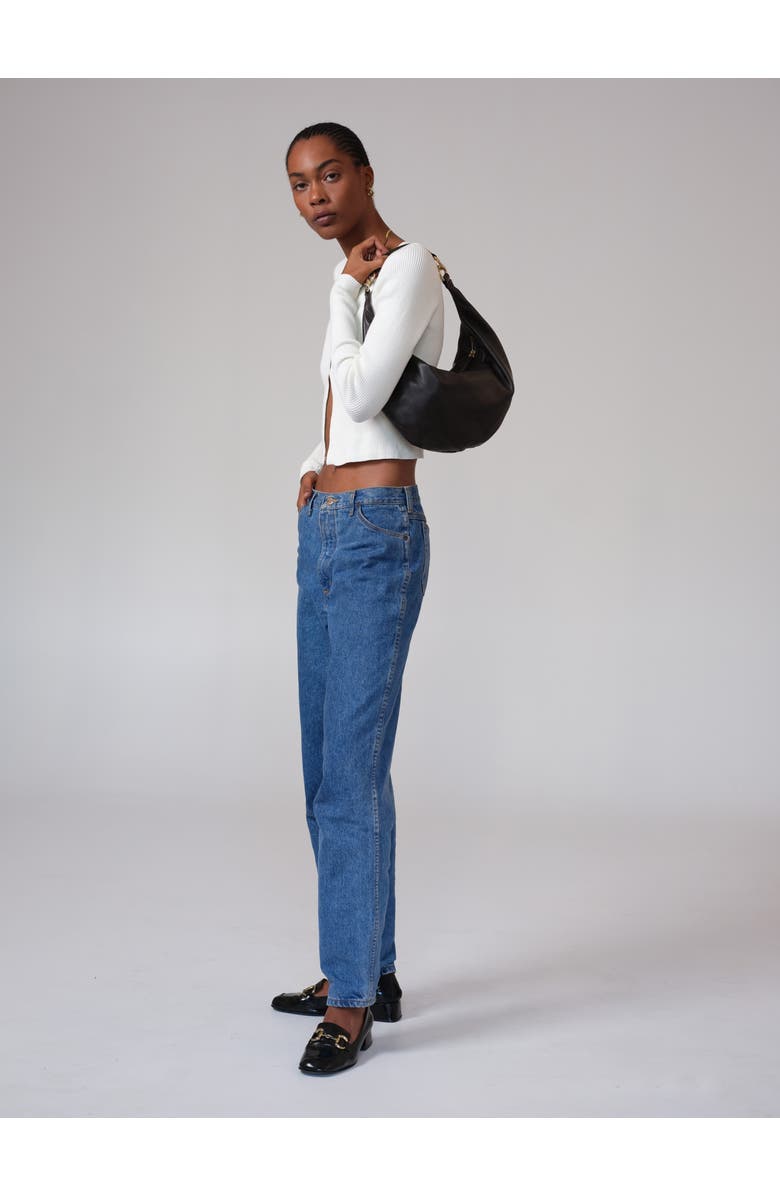 HYER GOODS Leather Convertible Hobo Crescent Ring Bag, Alternate, color, Chocolate