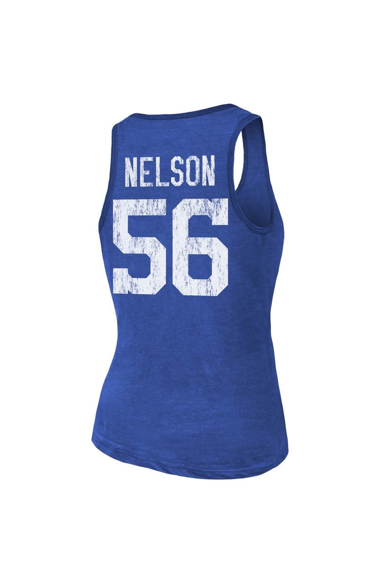 Majestic Threads Women's Majestic Threads Quenton Nelson Heathered Royal Indianapolis Colts Name & Number Tri-Blend Tank Top, Alternate, color, 