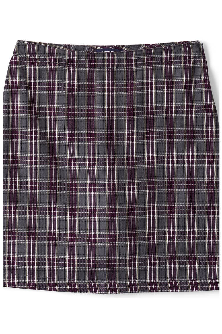 Girls Top Of Knee Plaid Skort, Main, color, Plaid Gray Heather/Maroon