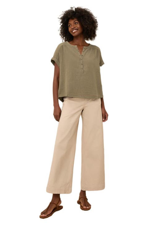 Organic Cotton Coastal Double Gauze Short Sleeve Popover