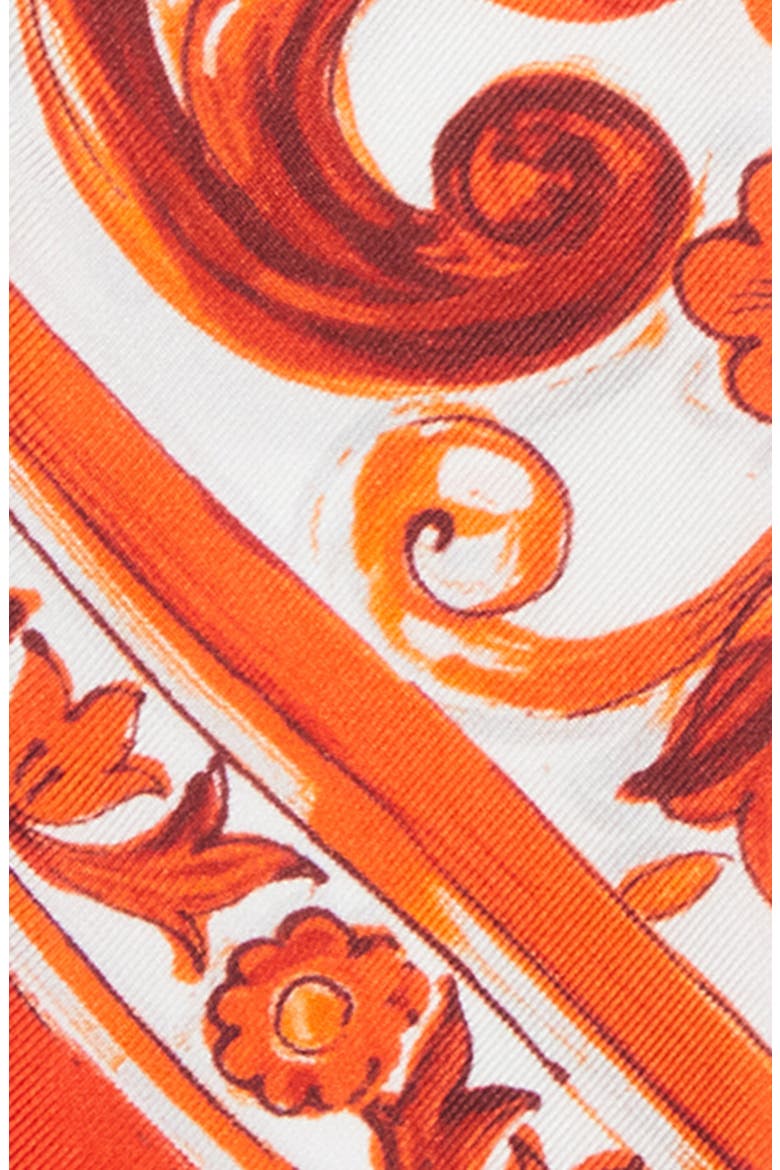 Majolica Print Silk Skinny Scarf, Alternate, color, MIX MAIOLICA ORANGE