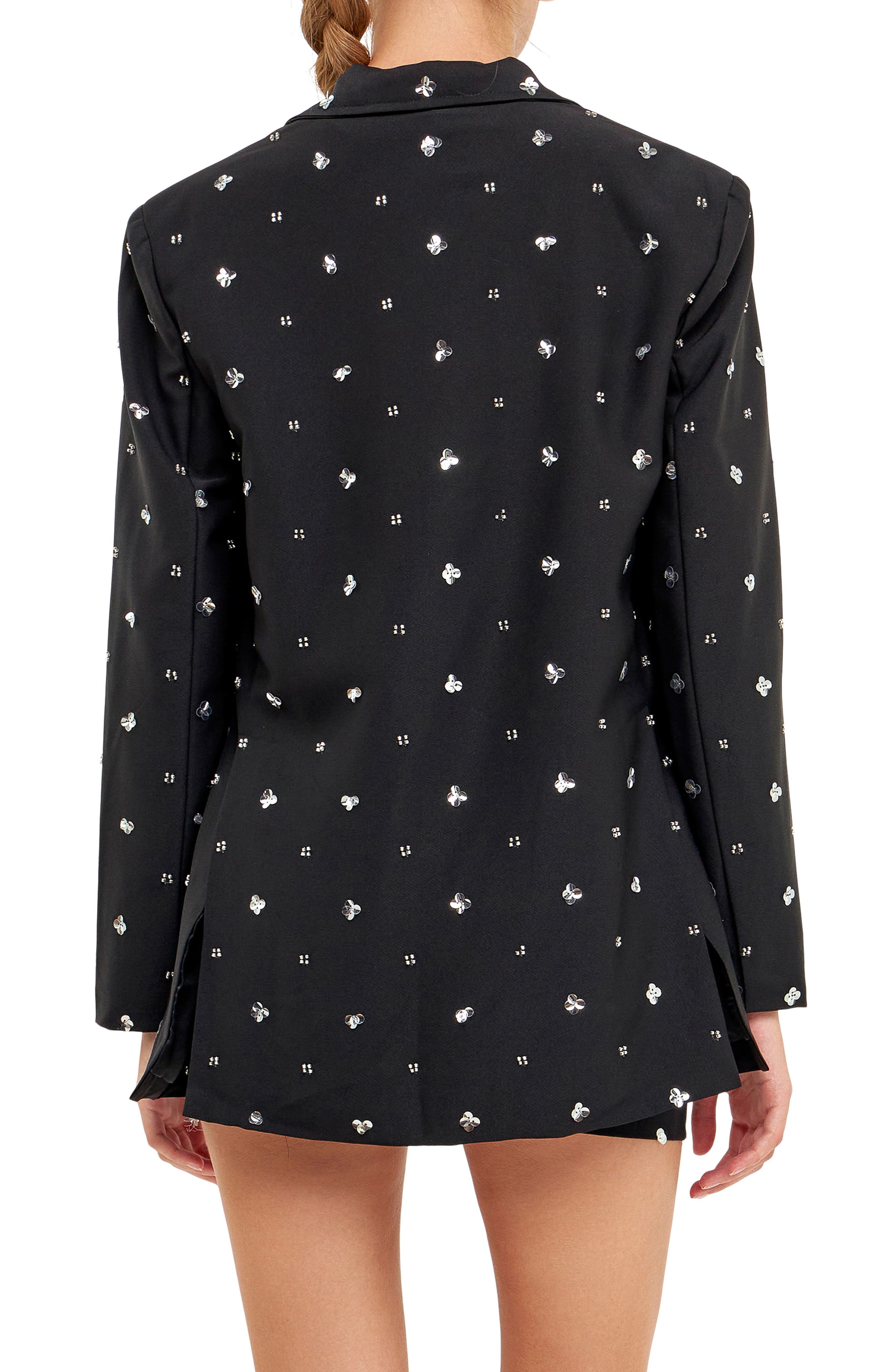 Sequin Floral Embellished Blazer - image 2