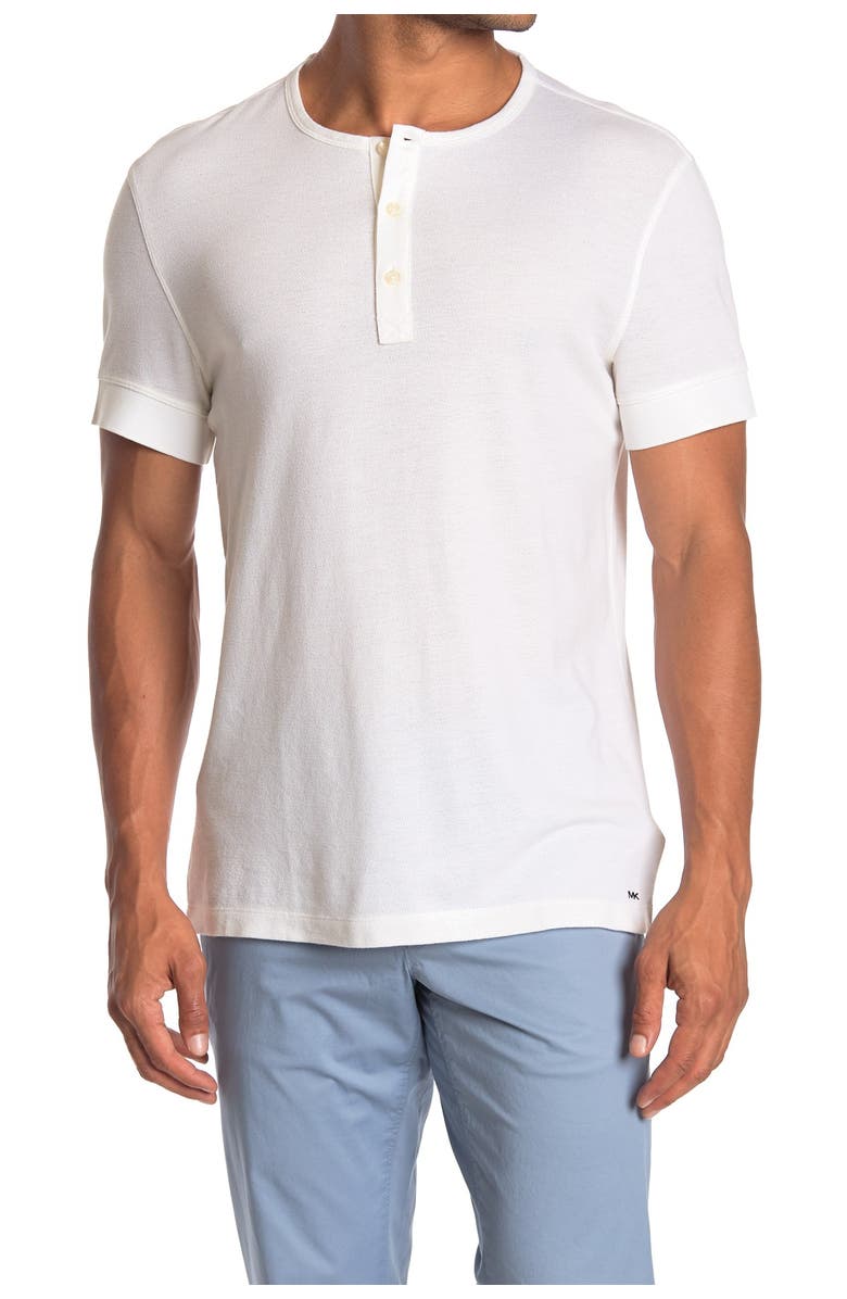 Michael Kors Crepe Short Sleeve Henley, Alternate, color, 
