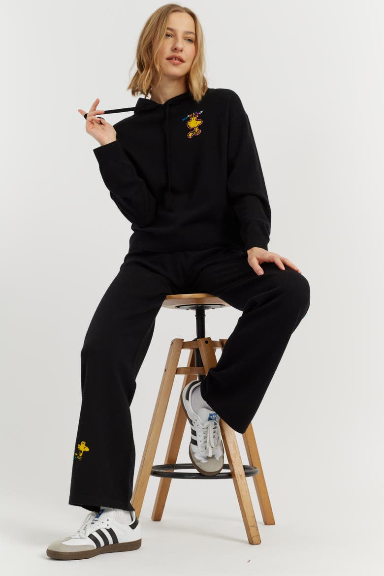 Wool-Cashmere Snoopy Hoodie, Alternate, color, Black