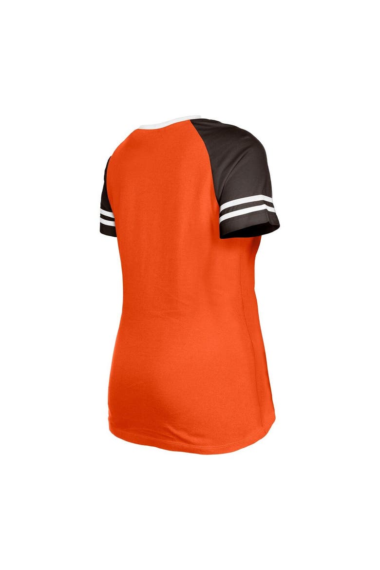 Women's New Era Orange Cleveland Browns Throwback Raglan Lace-Up T-Shirt, Alternate, color, Orange