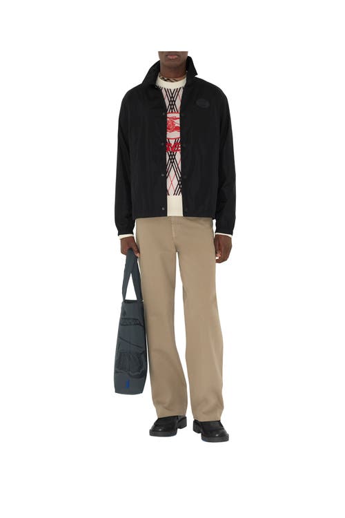 Burberry Knight Stamp Nylon Track Jacket Jackets Black In Black