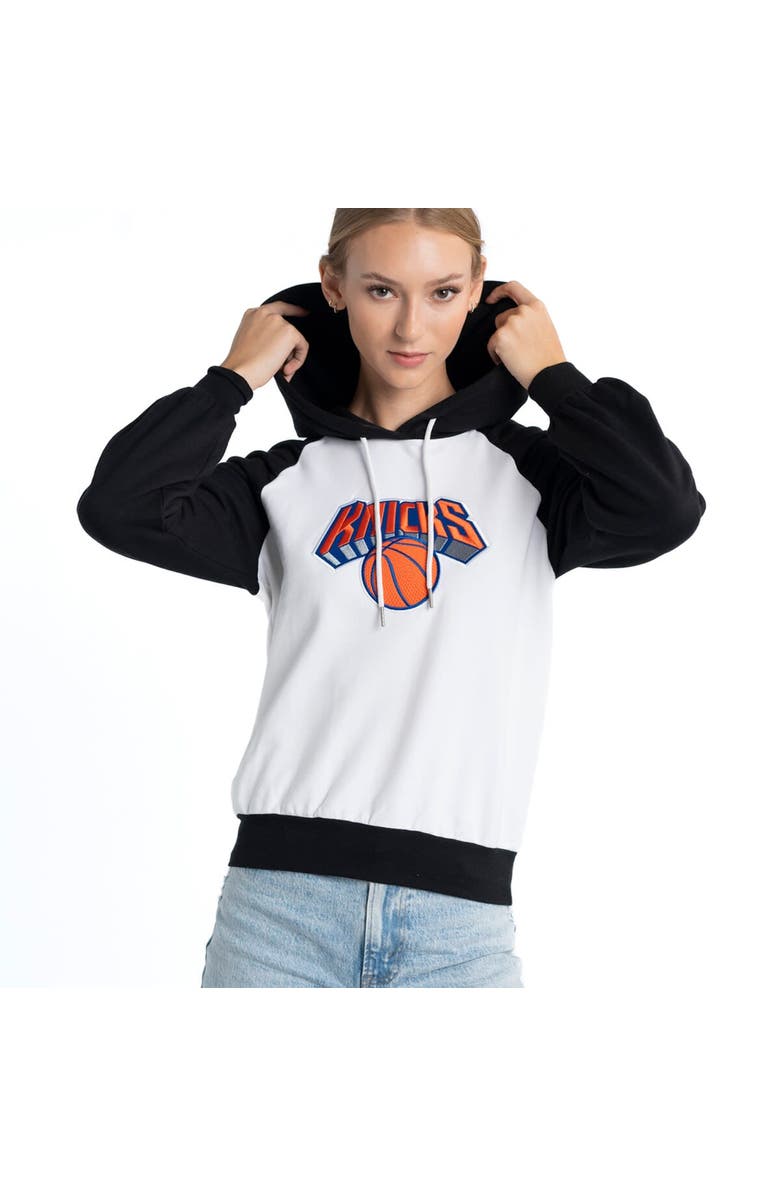 LUSSO Women's Lusso White New York Knicks Marlowe Tri-Blend Raglan Pullover Hoodie, Alternate, color,