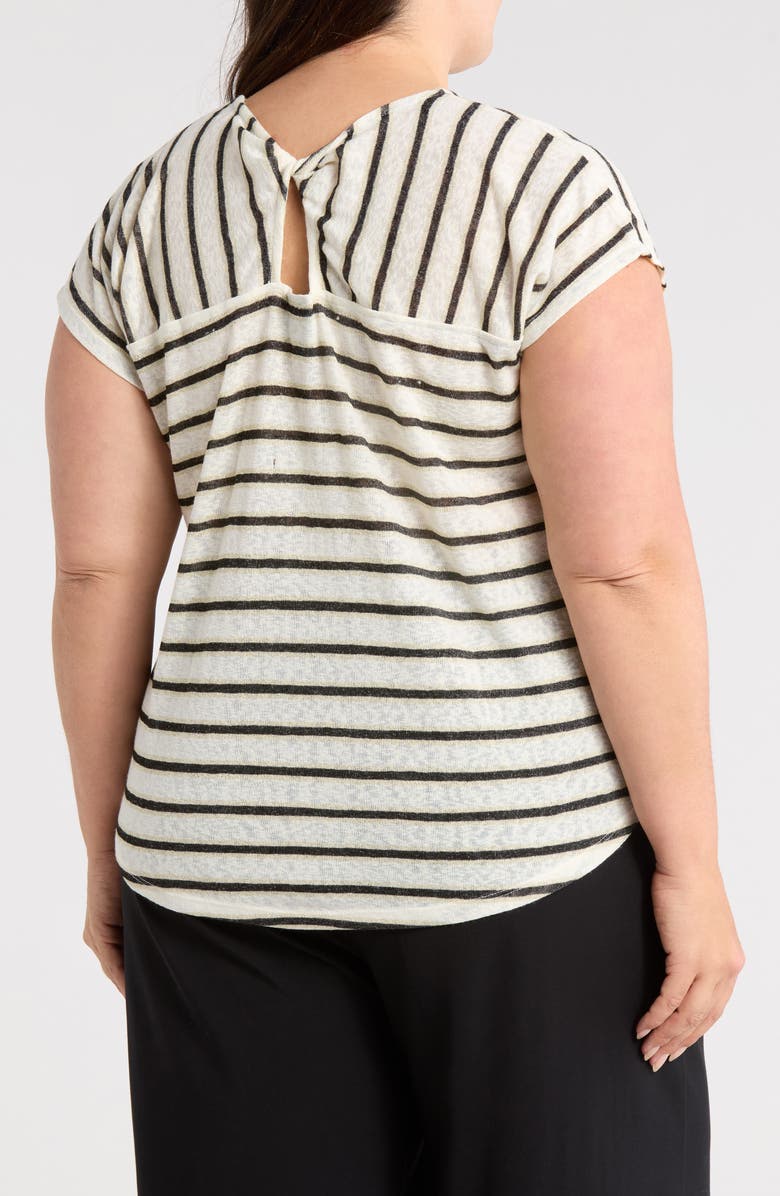 Bobeau Caty Twist Back T-Shirt, Alternate, color, White/ Black/ Taupe