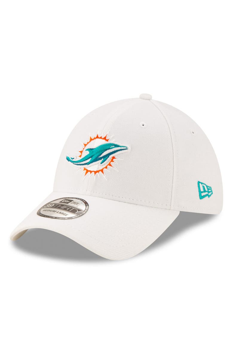 New Era Men's New Era White Miami Dolphins Iced 39THIRTY Flex Hat, Main, color,