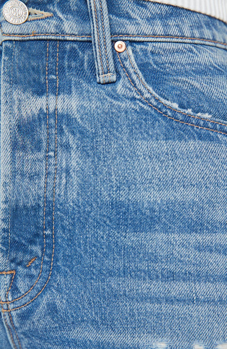 MOTHER The Rambler Sneak High Waist Ripped Straight Leg Jeans, Alternate, color, 