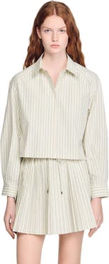 SANDRO Striped rhinestone shirt
