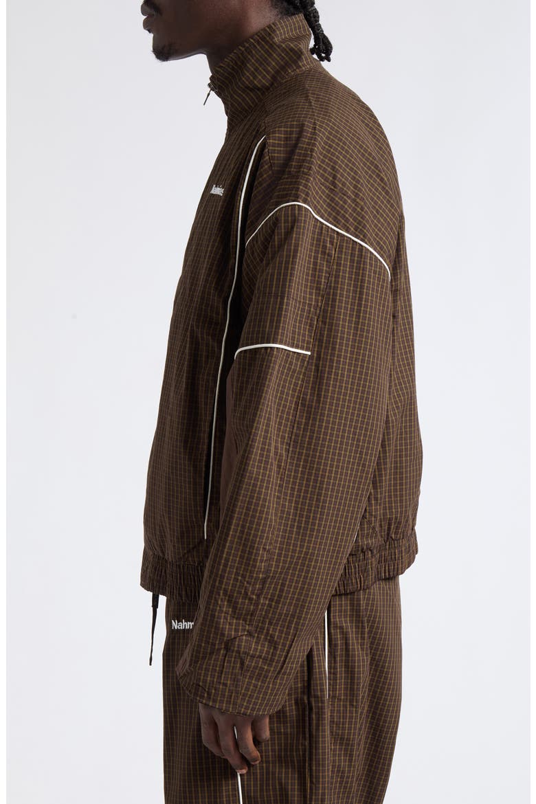 Grid Warm Up Track Jacket, Alternate, color, DK BROWN MULTI NYLON