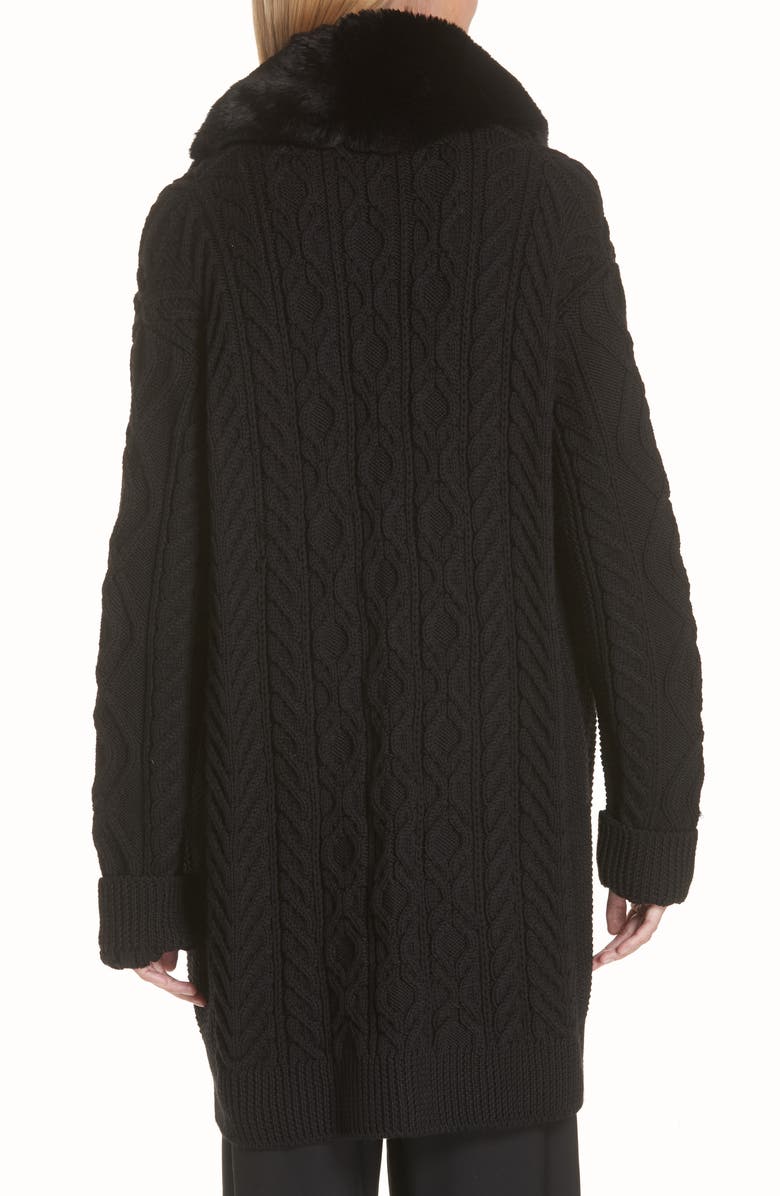 Marc Jacobs Wool Cardigan with Removable Faux Fur Collar, Alternate, color,