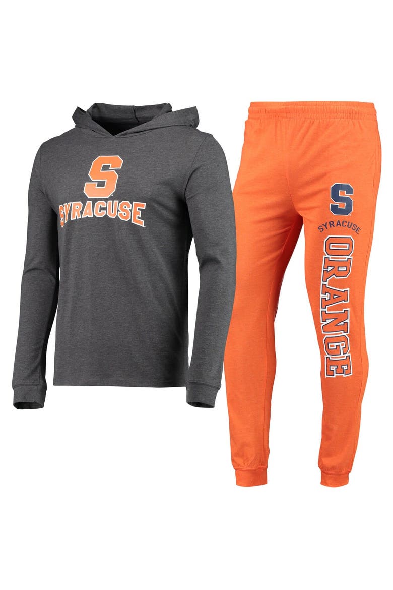 Men's Concepts Sport Orange/Heather Charcoal Syracuse Orange Meter Long Sleeve Hoodie T-Shirt & Jogger Pajama Set, Main, color, Orange