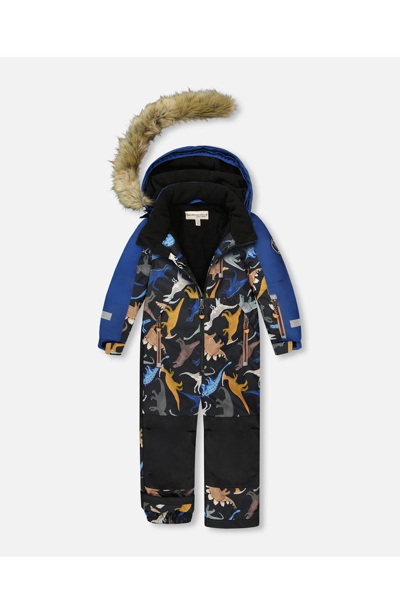 Deux par Deux One-Piece Play Snowsuit Dinosaur, Alternate, color, Black