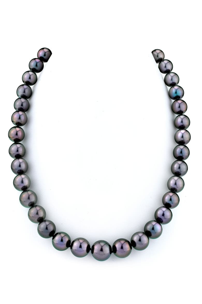 10-12mm Eggplant Tahitian South Sea Pearl Necklace - Premier AAAA Quality, Main, color, White Gold Clasp