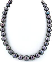 The Pearl Source 10-12mm Eggplant Tahitian South Sea Pearl Necklace - Premier AAAA Quality