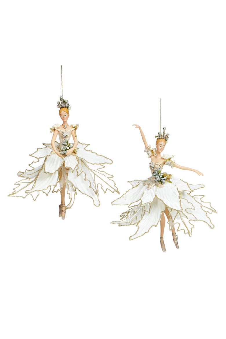 Ballerina Ornament, Ivory, Set of 2, Main, color, Ivory