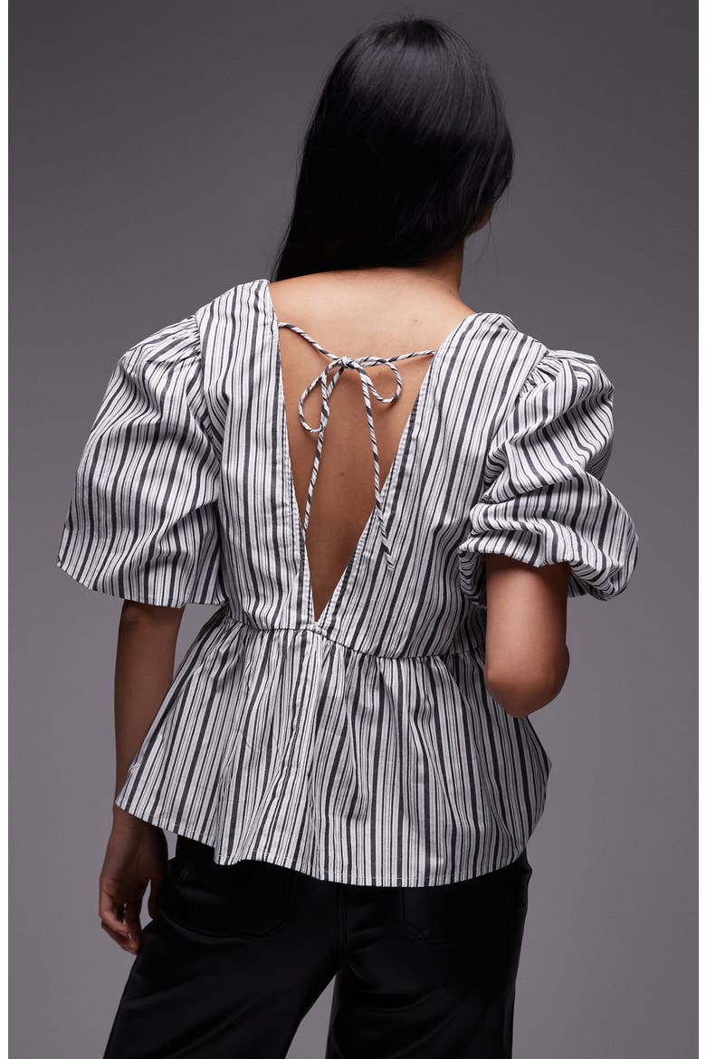 Poplin Puff Sleeve Top, Alternate, color, BLACK